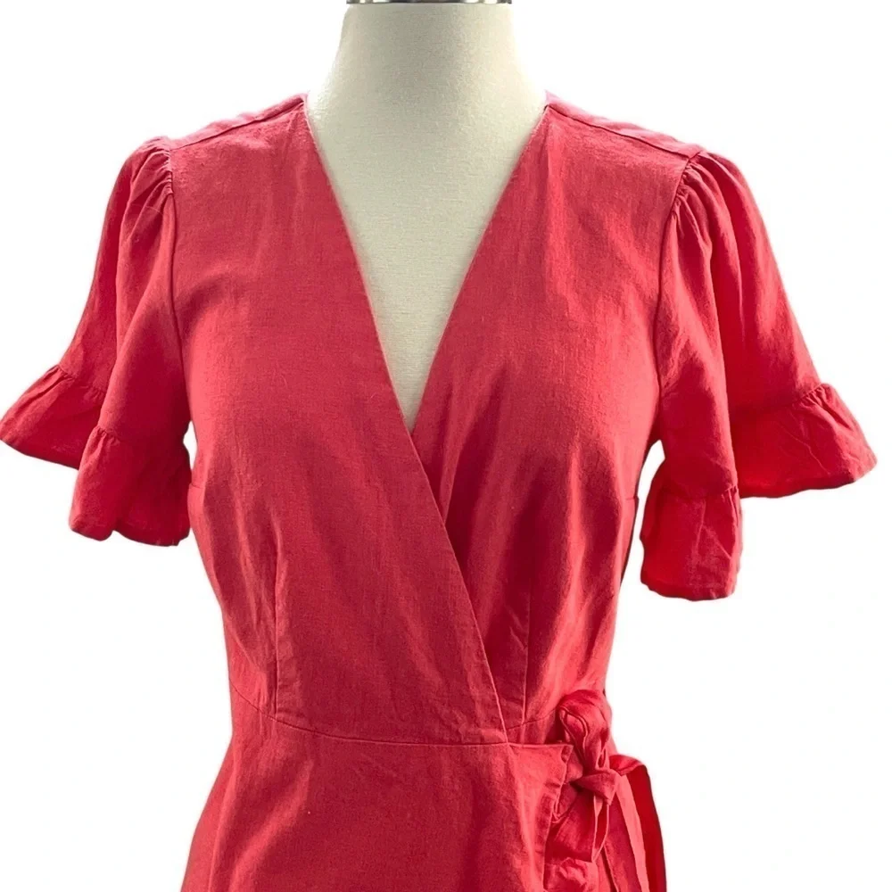 Abercrombie & Fitch Red Asymmetrical Ruffle Wrap Dress Size SP NWT